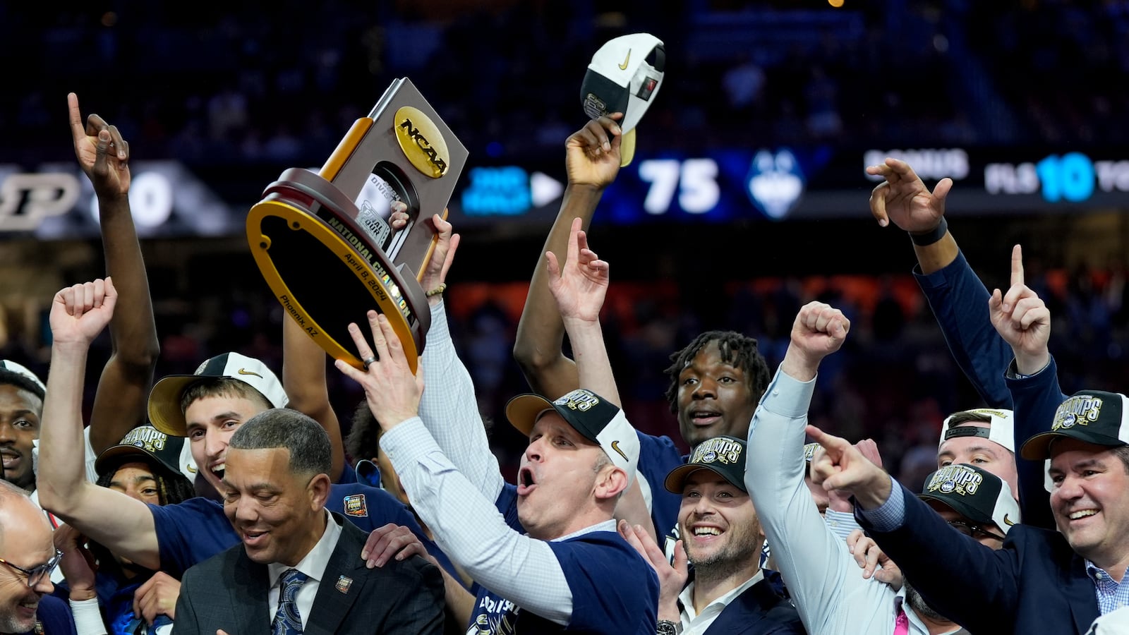 New billboards show off all six NCAA trophies won by the UConn men’s ...