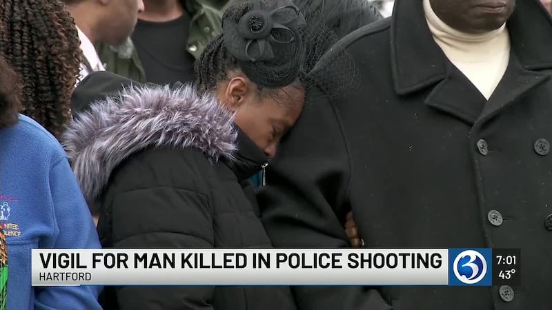 Dozens of people gathered on Blue Hills Avenue Saturday evening to remember Steven Jones, who...