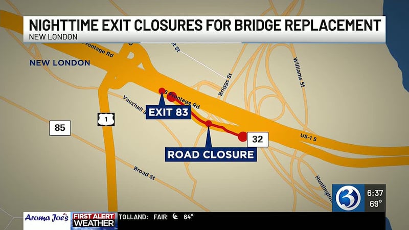bridge replacement - New London - WFSB map