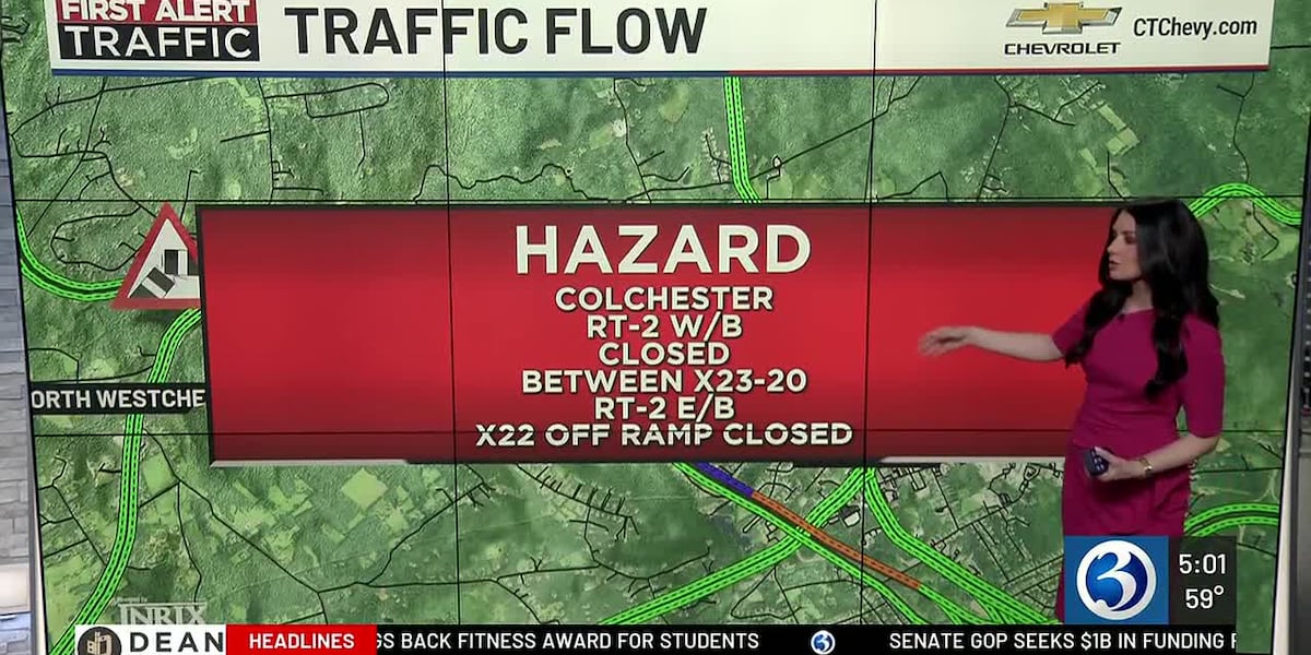 Portions of Route 2 closed in Colchester due to crash