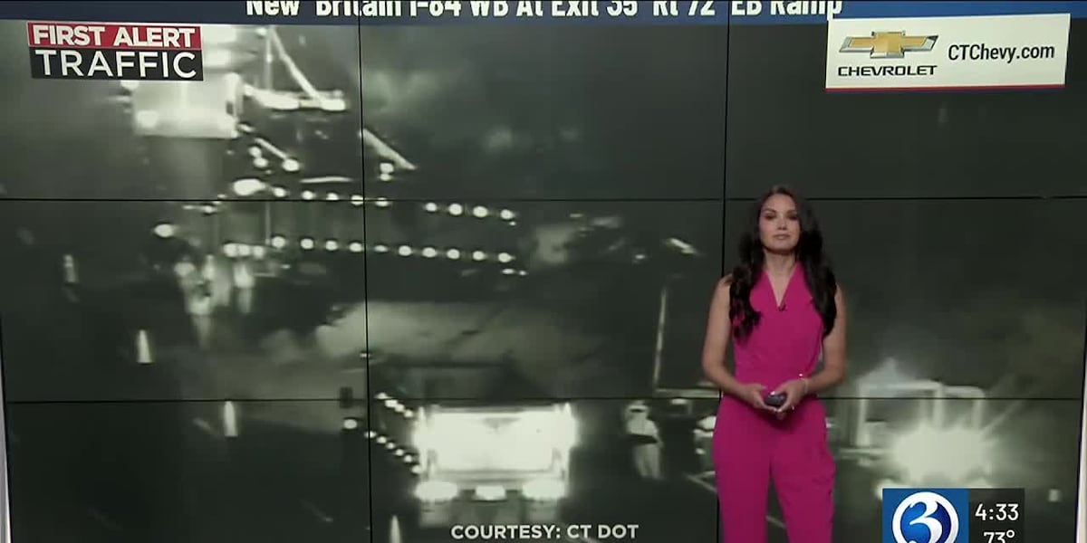 Tractor-trailer fire closes lanes and onramp on I-84 in New Britain