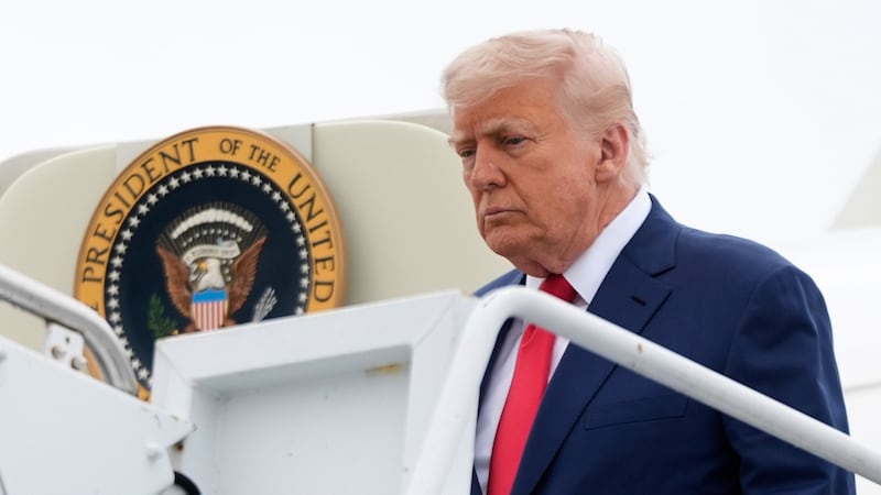 FILE - President Donald Trump arrives on Air Force One at Hagerstown Regional Airport, in...