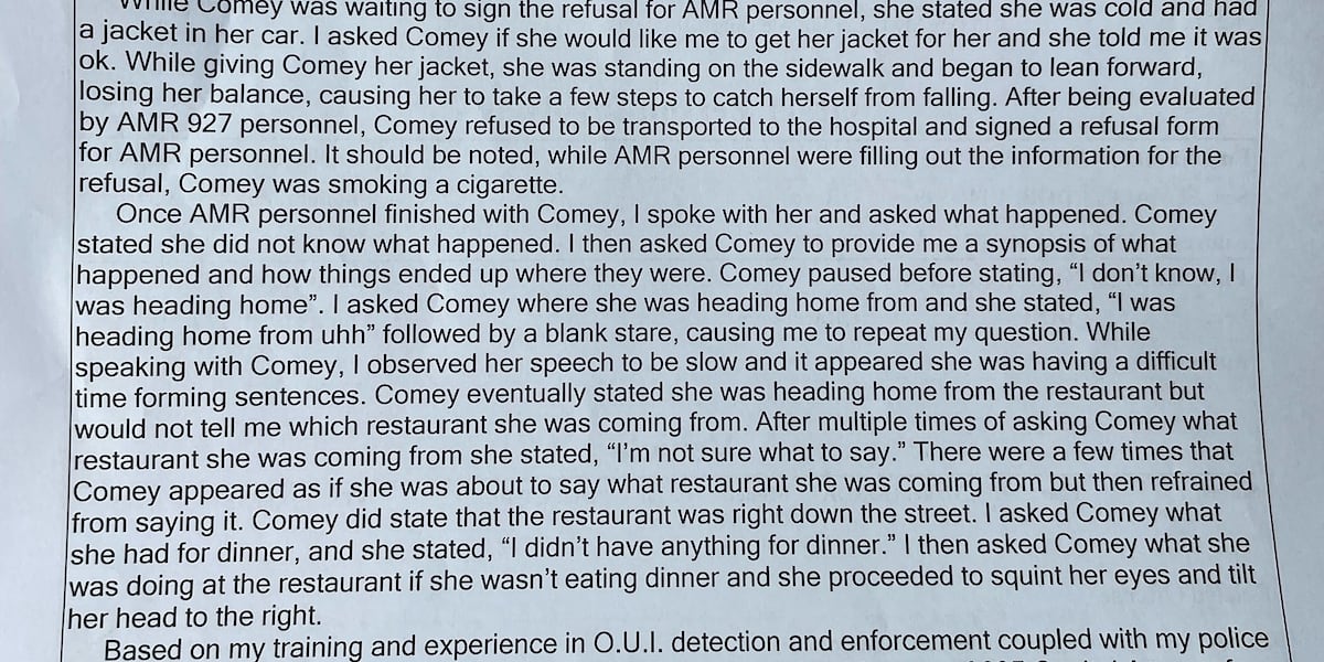 Dui Report Example Police report details Rep. Comey's DUI arrest