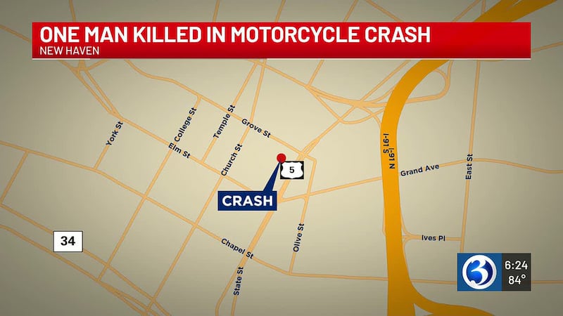 34-year-old dies after being found under motorcycle that crashed into New Haven building