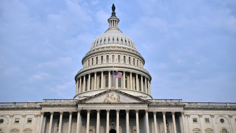 The U.S. flag flies at half-staff to honor Sen. Lindsey Graham of South Carolina at the U.S....