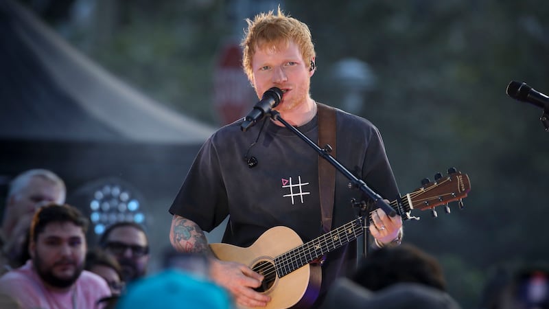 Singer-songwriter Ed Sheeran performs during "Ed Sheeran's Play: Live from New York" presented...