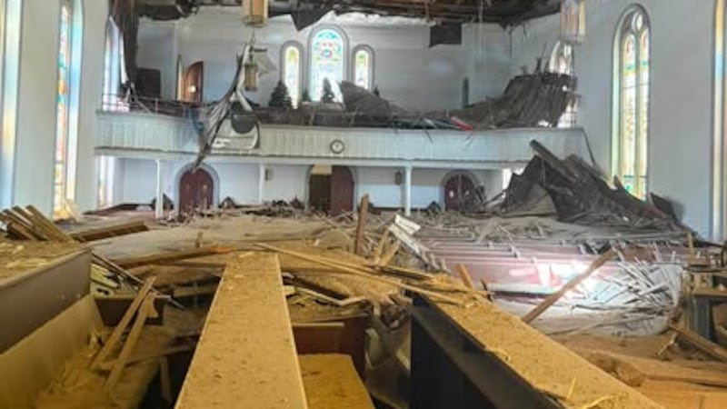 The Congregational Church of Putnam said that the ceiling of the church’s sanctuary completely...
