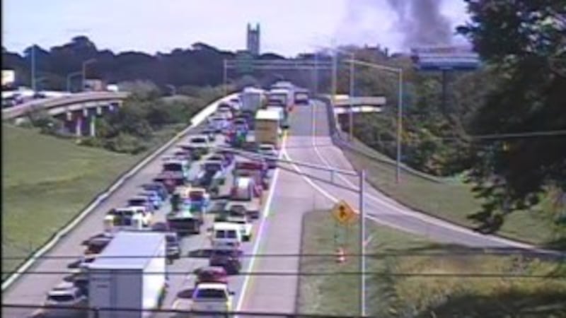 A vehicle fire closed a portion of I-84 east in Hartford the afternoon of Sept. 21, 2026,...