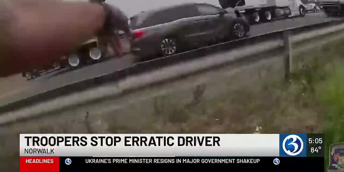 State police use stop sticks to disable truck driven erratically on I-95 in Norwalk