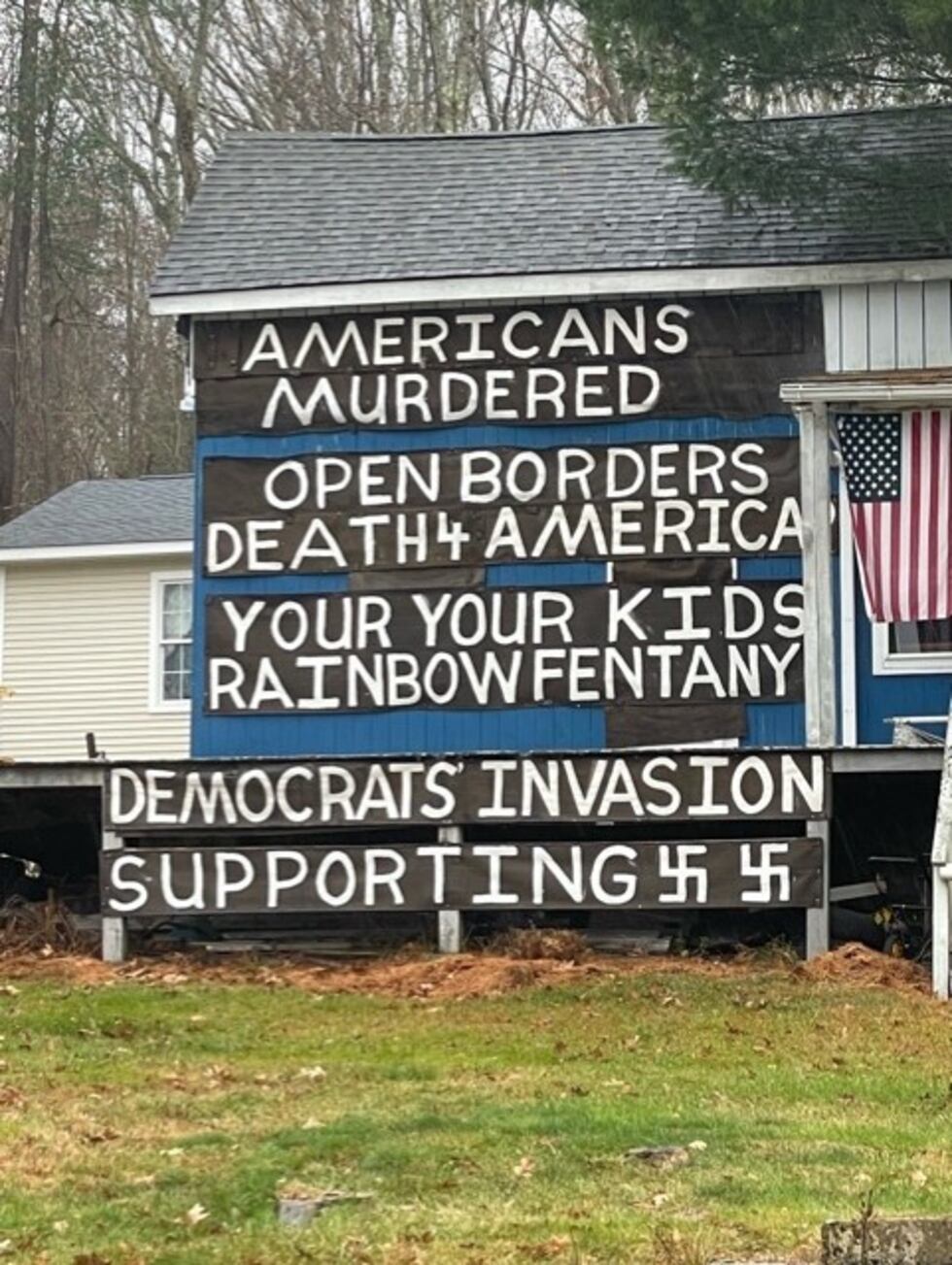 Controversial Sign Writing Controversial sign outside home in Morris ‘protected by Constitution ...