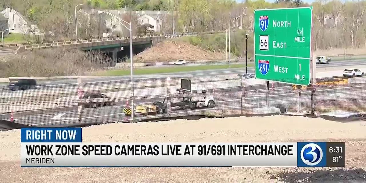 Speed cameras now active in I-91 Meriden work zone