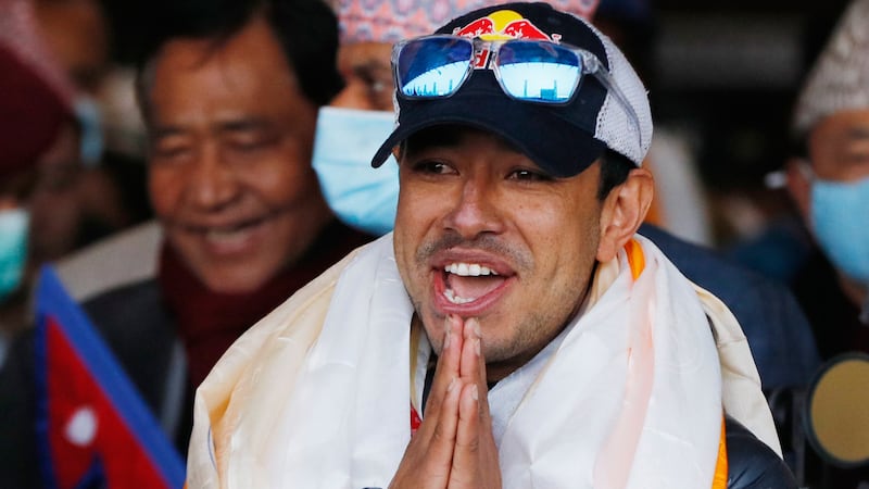 FILE - Nirmal Purja, one of the team member of the all-Nepalese mountaineering team that...