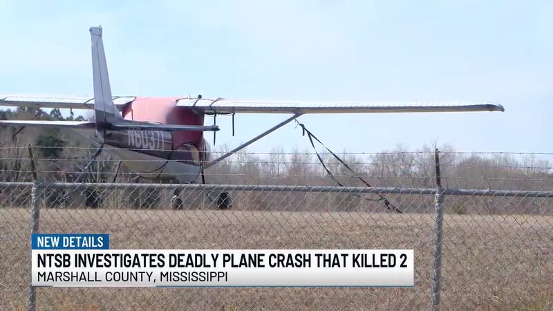 The plane went down around 5 p.m. Sunday, east of the runway at Holly Springs-Marshall County...
