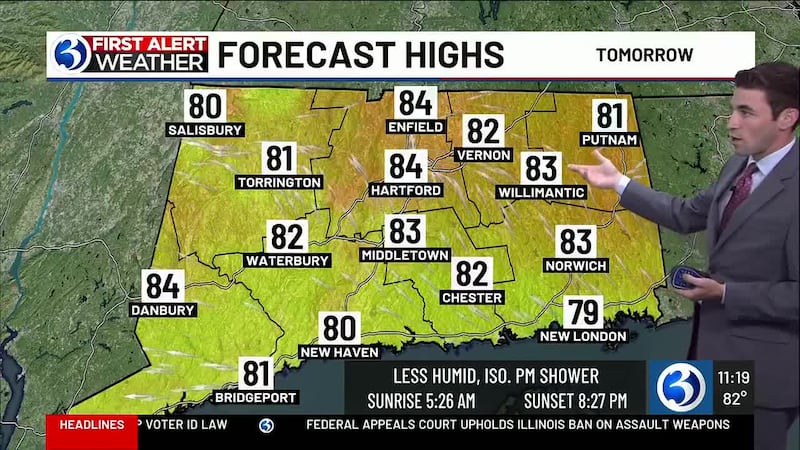 WEATHER: Isolated shower chance tomorrow, bright Sunday