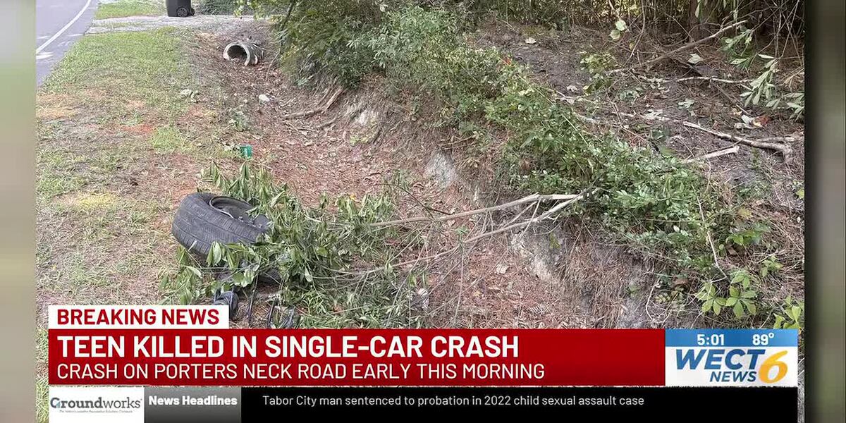 Coverage image for: Teen killed in single-vehicle crash near Porters Neck Road